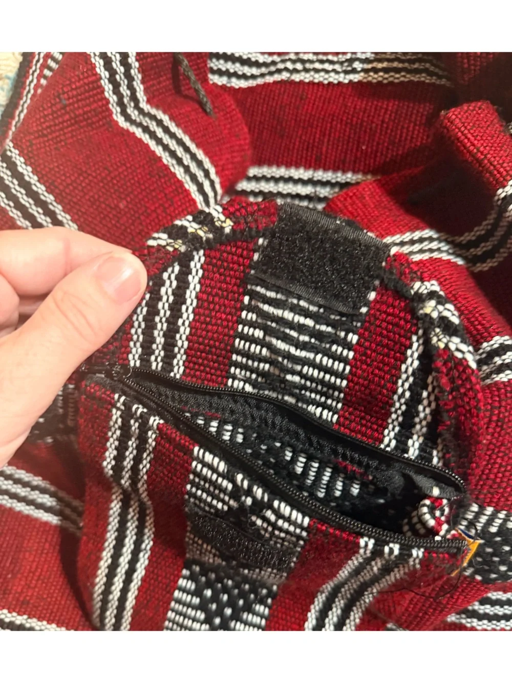 Red Striped Boho Tote Backpack